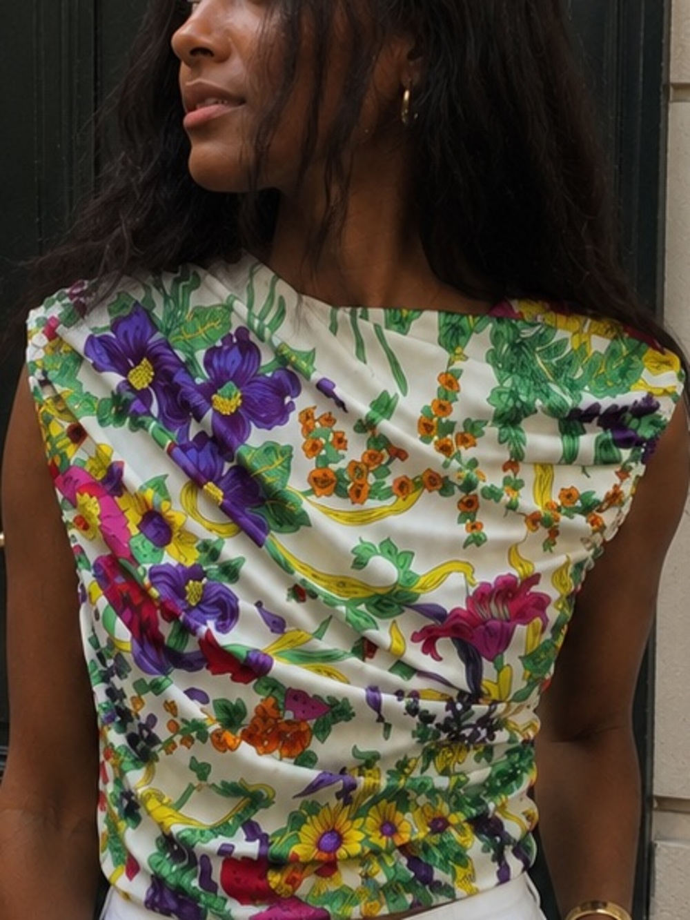 NWOT: Balenciaga Floral Draped Top XS